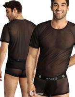 * Anais men Zwarte shirt van transparant mesh materiaal.