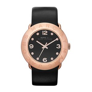 Horlogeband Marc by Marc Jacobs MBM1225 Onderliggend Leder Zwart 20mm