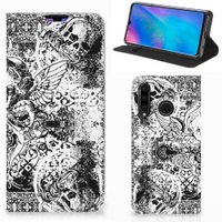 Mobiel BookCase Huawei P30 Lite New Edition Skulls Angel