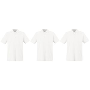 3-Pack maat L wit poloshirt premium van katoen voor heren