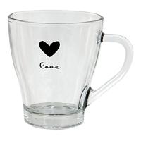 Clayre & Eef Theeglas 200 ml Transparant Glas Hart Love Theemok Theebeker