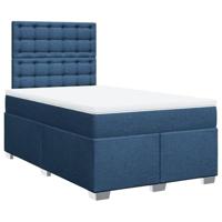 vidaXL Boxspring met matras stof blauw 120x190 cm, boxspring, ledikant, bedframe, bed, boxspring bed, bedbodem, seniorenbed, senioren bed