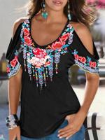 V Nek Loszittend Bloemen Topjes