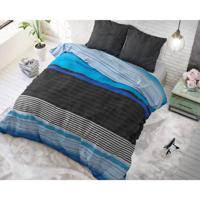 Dekbedovertrek - Gestreept - Cura Blue - Met Knoopsluiting, Incl. Kussenslopen - Blauw