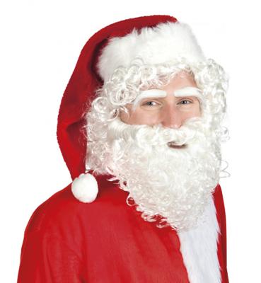 Boland kerstmanset pruik, wenkbrauwen, baard synthetisch