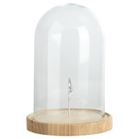 Decoratie stolp - glas - houten bruin plateau - D20,5 x H31 cm