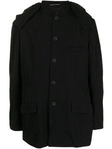 Yohji Yamamoto manteau boutonné à capuche - Noir