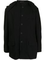 Yohji Yamamoto manteau boutonné à capuche - Noir - thumbnail