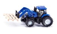 Siku New Holland tractor met palletvork en pallet blauw (1487)