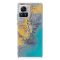 Motorola Moto X30 Pro TPU Siliconen Hoesje Marble Blue Gold - thumbnail