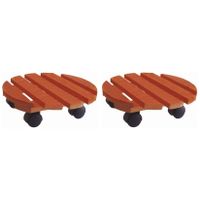 2x Planten trolleys/multirollers rond 30 cm bruin - thumbnail