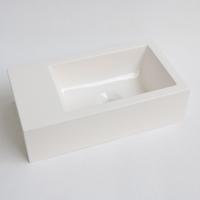 Fontein INK Contra Rechthoek Links 40x22x10cm Polystone Cilinder Glans Wit Zonder Kraangat