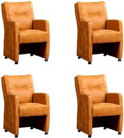 Set van 4 Cognac leren landelijke eetkamerfauteuils Sharp - Kenia Leer Cognac (cognac leer) - thumbnail