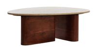 Light & Living Salontafel Mahelona Travertin en Acaciahout, 90 x 72cm - Bruin - Organisch - thumbnail