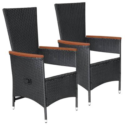 vidaXL Tuinstoelen 2 st met kussens poly rattan zwart