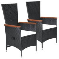 vidaXL Tuinstoelen 2 st met kussens poly rattan zwart