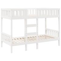 vidaXL Stapelbed 90x190 cm massief grenenhout wit, laag stapelbedframe, stapelbedframe voor kinderen, enkel stapelbedframe