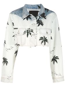 Philipp Plein veste crop Paradise en jean - Bleu