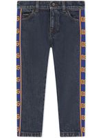 Dolce & Gabbana Kids jean à bandes monogrammées - Bleu