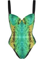 Noire Swimwear maillot de bain à imprimé peau de serpent - Vert - thumbnail