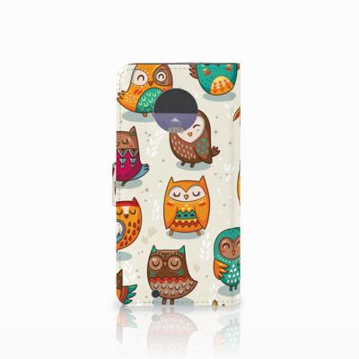 Motorola Moto G6 Telefoonhoesje met Pasjes Vrolijke Uilen Motorola Moto G6 Telefoonhoesje met Pasjes Vrolijke Uilen