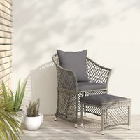 2-delige Loungeset met kussens poly rattan grijs