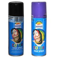 Set van 2x kleuren haarverf/haarspray van 111 ml - Zwart en Paars