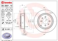 Remschijf BREMBO, Remschijftype: Massief, u.a. für Peugeot