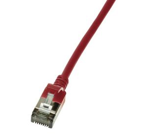 LogiLink CQ9024S RJ45 Netwerkkabel, patchkabel CAT 6A U/FTP 0.50 m Rood Extreem dun, Vlambestendig, Flexibel, Folie afscherming, Halogeenvrij, Snagless,