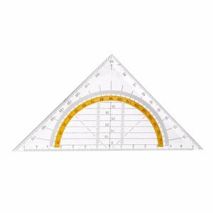 Voordeelset van 4x stuks geodriehoeken met liniaal en gradenboog 14 cm