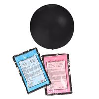 Gender reveal ballon voor party / feestje incl blauw en roze poeder zwart 60 cm   -