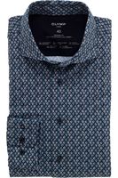 OLYMP Luxor 24/Seven Modern Fit Jersey shirt marine, Motief - thumbnail