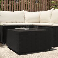 Salontafel vierkant 50x50x30 cm poly rattan zwart - thumbnail