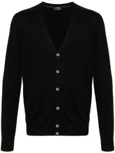 Barba cardigan en laine vierge à col v - Noir