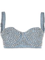 MOSCHINO JEANS haut bandeau à ornements en cristal - Bleu - thumbnail