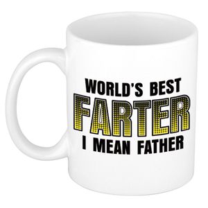 Vaderdag cadeau mok - wit - 300 ml - worlds best farter - Cadeau mokken