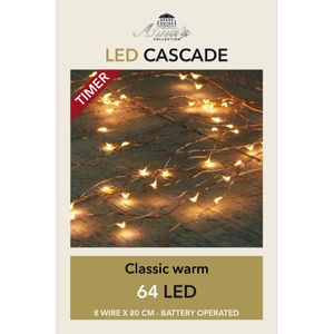 2x Cascade draadverlichting 64 witte lampjes op batterij