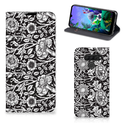 LG Q60 Smart Cover Black Flowers