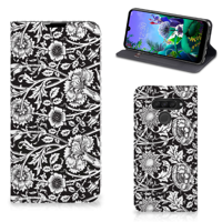 LG Q60 Smart Cover Black Flowers