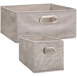 Set van 2x stuks opbergmanden/kastmanden 7 en 14 liter beige van linnen 31 cm