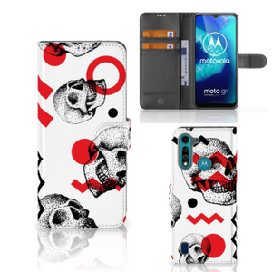 Telefoonhoesje met Naam Motorola G8 Power Lite Skull Red