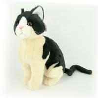 Pluche kat/poes knuffeldier - zwart/wit - 30 cm - huisdieren katten - lapjeskat   -