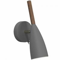 Nordlux Pure Single Adjustable Wall Light (Grey Metal, Oiled Walnut, 78271011)