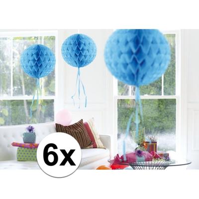 Feestversiering blauwe decoratie bollen 30 cm set van 3