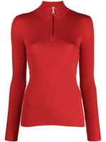 Moncler pull nervuré en laine à col zippé - Rouge