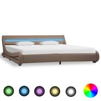 vidaXL Bedframe met LED kunstleer cappuccino 180x200 cm
