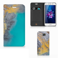 Huawei Y5 2 | Y6 Compact Standcase Marble Blue Gold - thumbnail