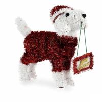 Krist+ Decoratieve figuur Hond Lametta Wit Rood Polypropyleen Pet 9 x 23 x 29,5 cm (12 stuks)