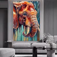 handgemaakte olieverfschilderijen canvas kunst aan de muur decoratie modern dier abstract gekleurde olifant voor huisdecoratie gerold frameloos niet-uitgerekt schilderij Lightinthebox