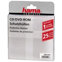 Hama CD-Rom/DVD-Rom/Blu-ray beschermhoezen (Slim-design, hoes van kunststof, 25 stuks) transparant